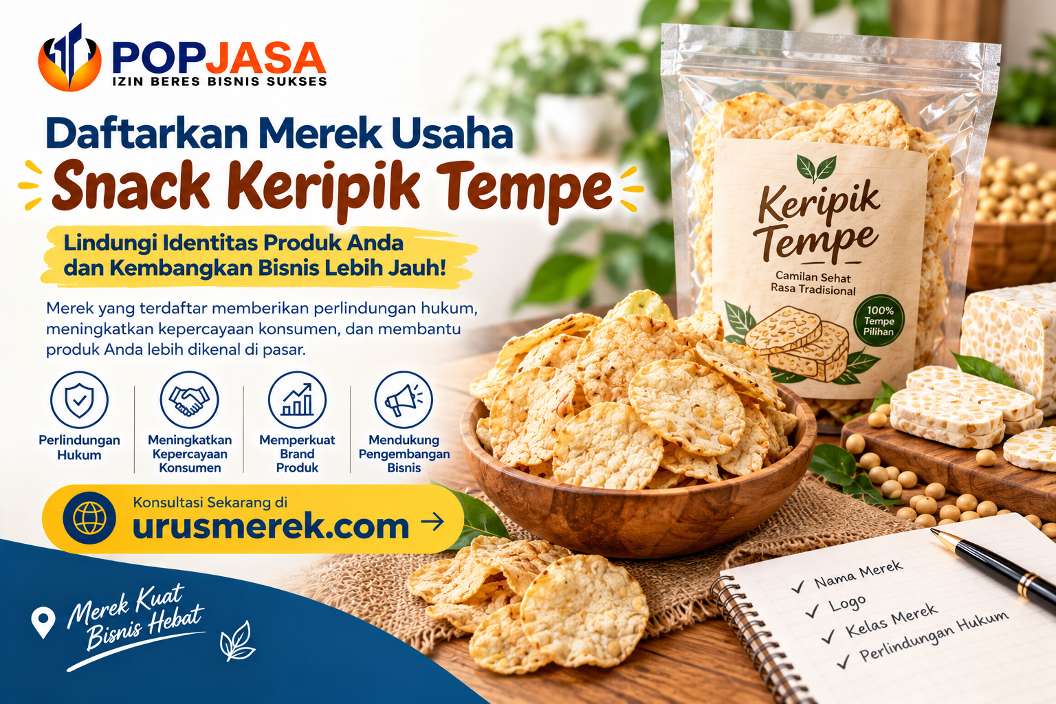Daftarkan Merek Usaha Snack Keripik Tempe agar Bisnis Lebih Terlindungi